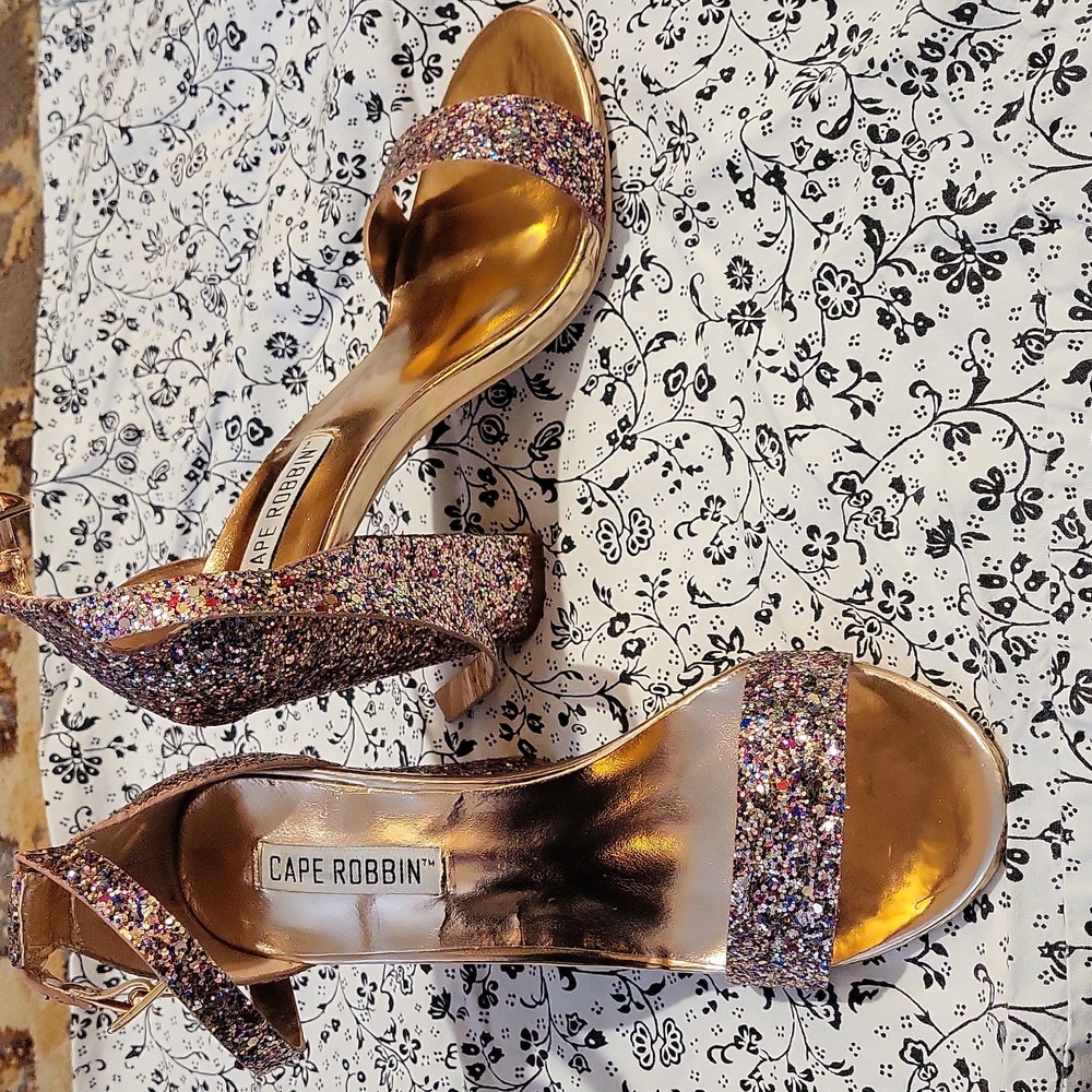 Rose gold glitter heels